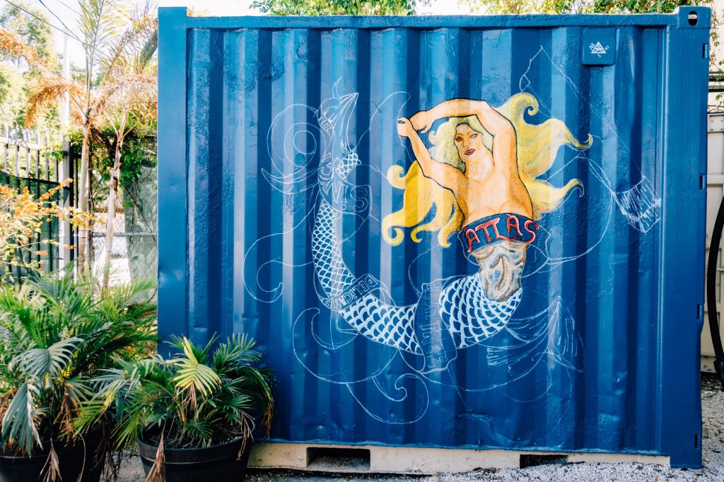 Atlas shipping container with mermaid mural