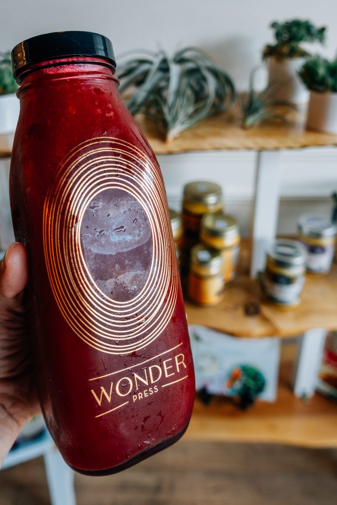 Bottle of juice from Wonder Press
