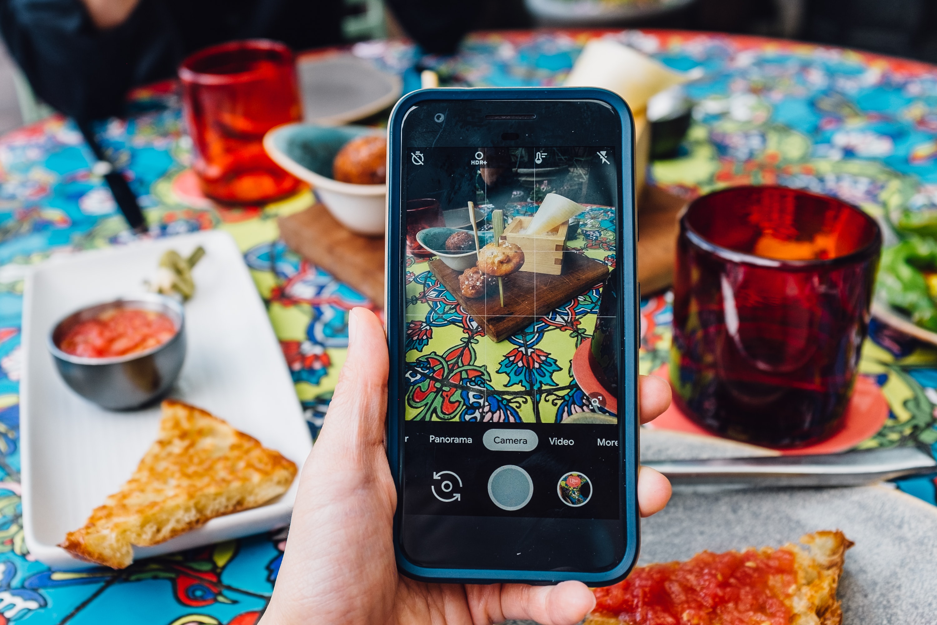 Taking photo of food with phone