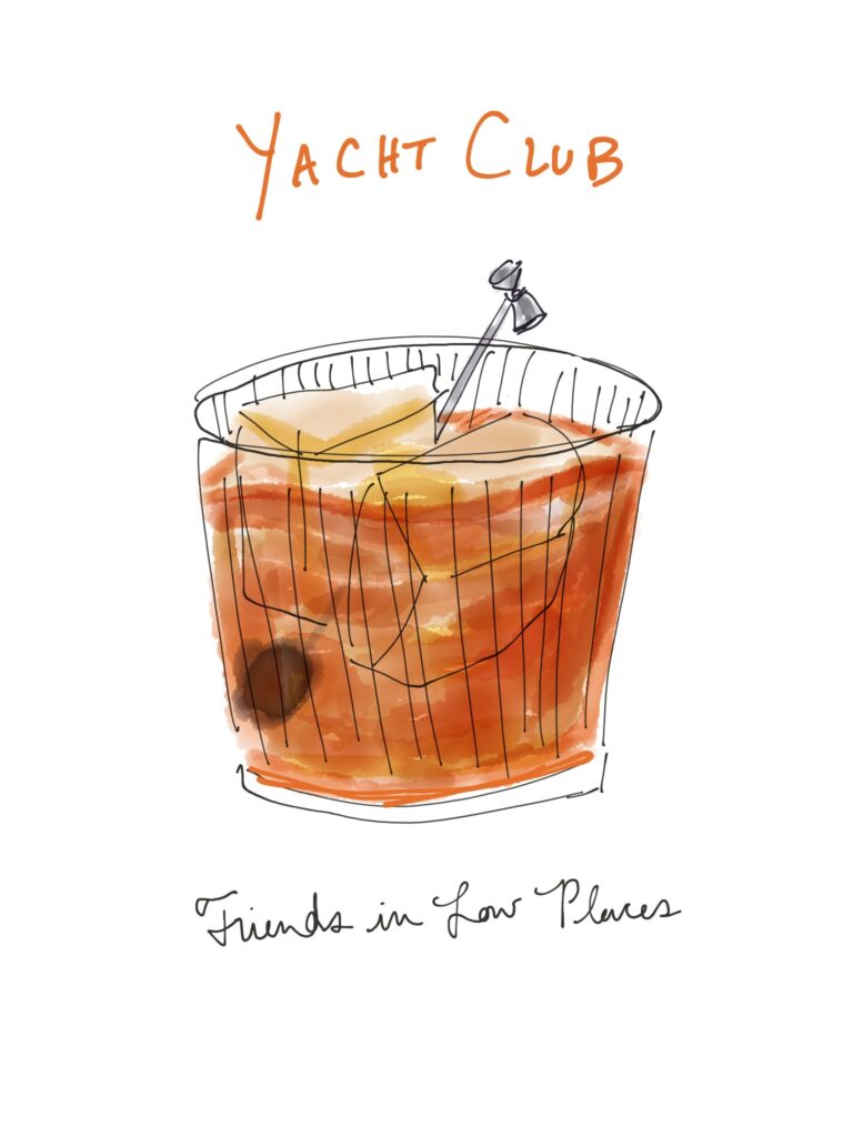 Hand-drawn picture of Friends in Low Places drink from Yacht Club