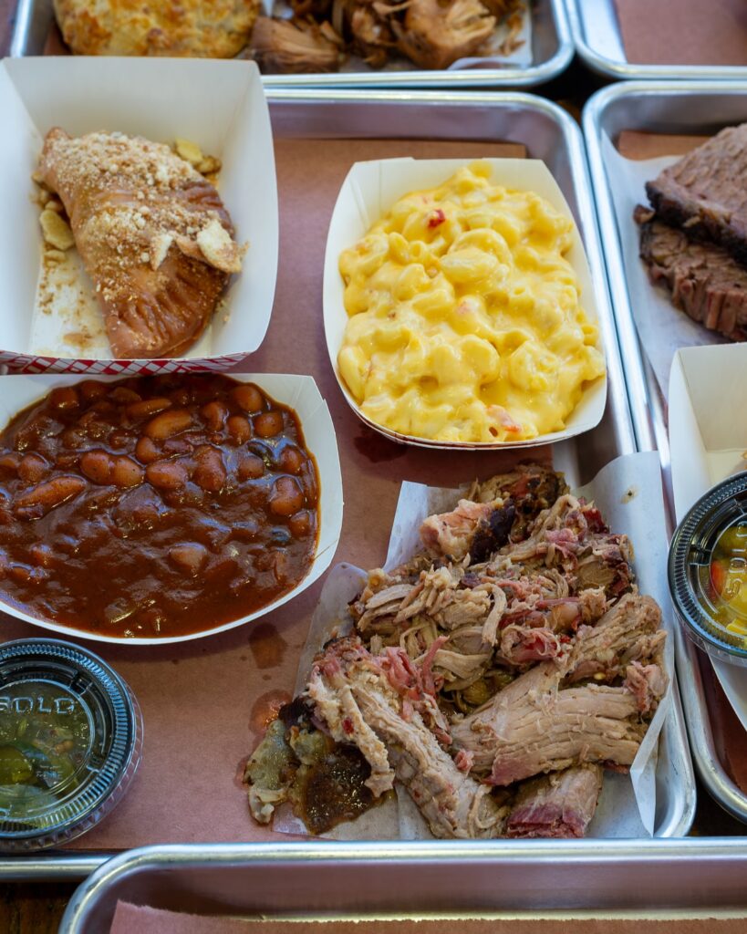 Pulled pork, sides, and fried banana pie from Mama Jo’s
