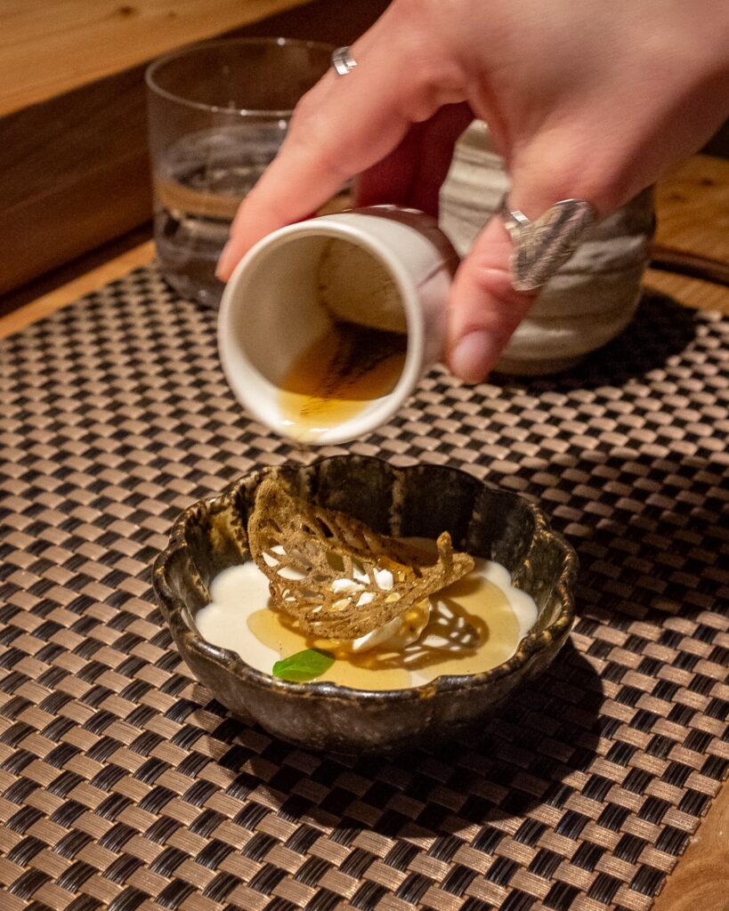 Hojicha pudding at Kizaki