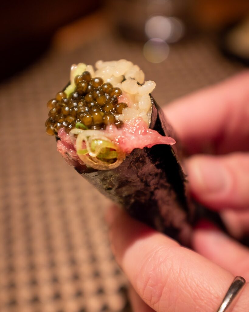 Negitoro hand roll at Kizaki