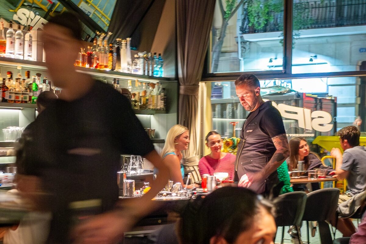 Bartender working at Sips in Barcelona, Spain
