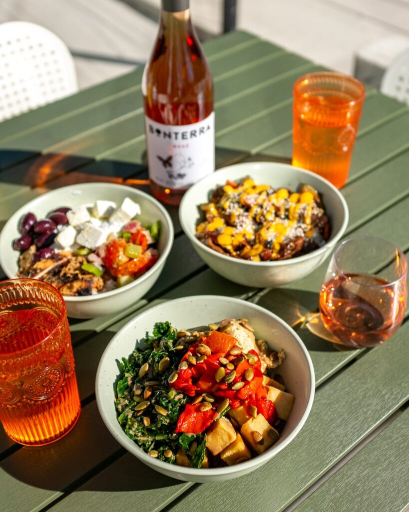 Buddha, Chicken Souvlaki, and Hibachi bowls at Bowls by KO