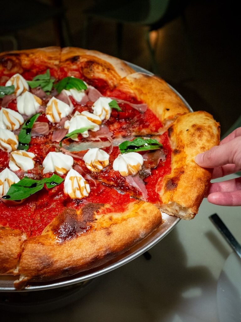 Tomato pie with the works at Johnny Bechamel's