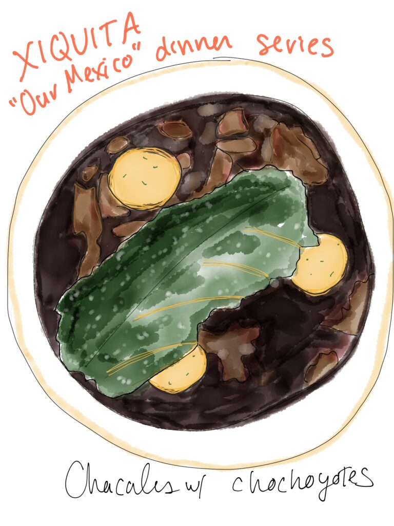 Drawing of chacales with chochoyotes