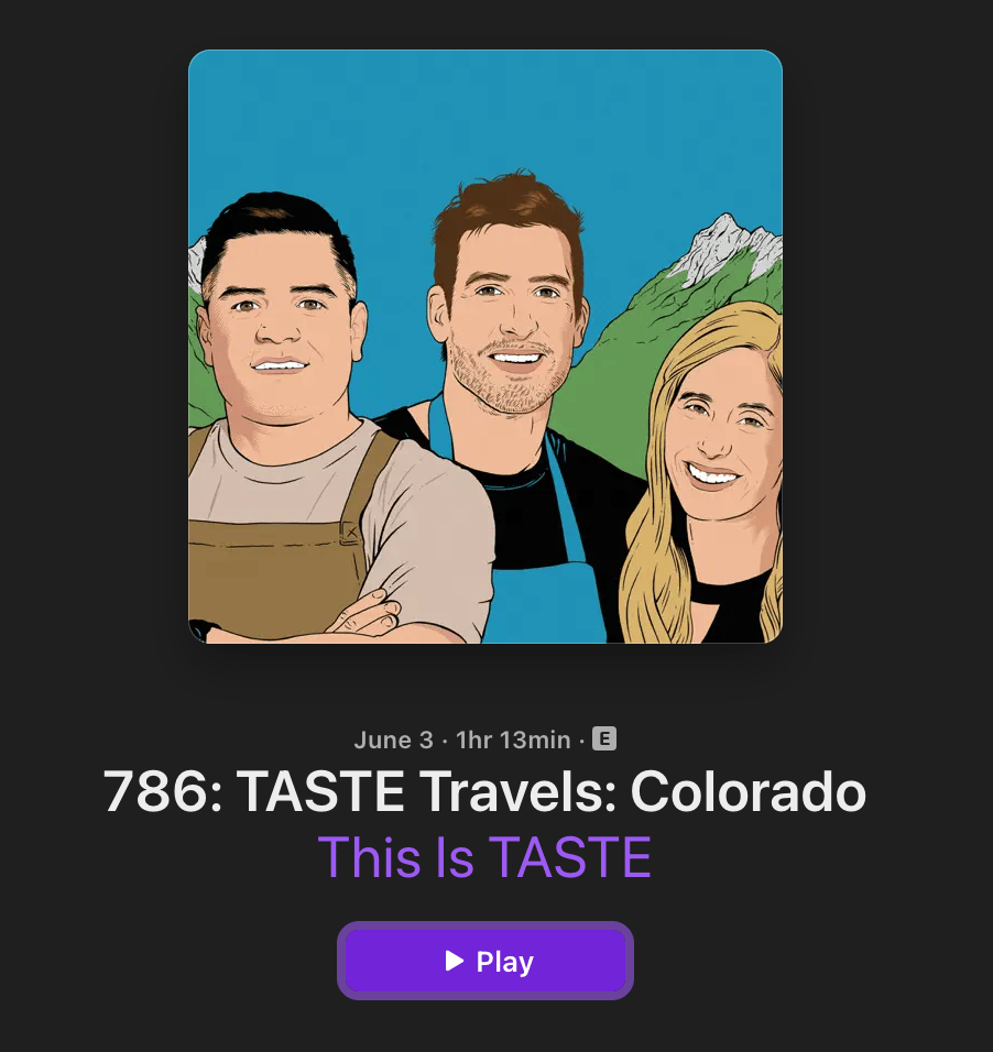 Screenshot of Episode 786: TASTE Travels: Colorado